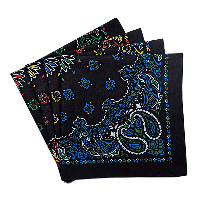 Écharpe carrée en coton Paisley coloré foncé pour hommes, bandeau Hip-hop pour femmes, bandeau pour cheveux, Bandana, masque de moto