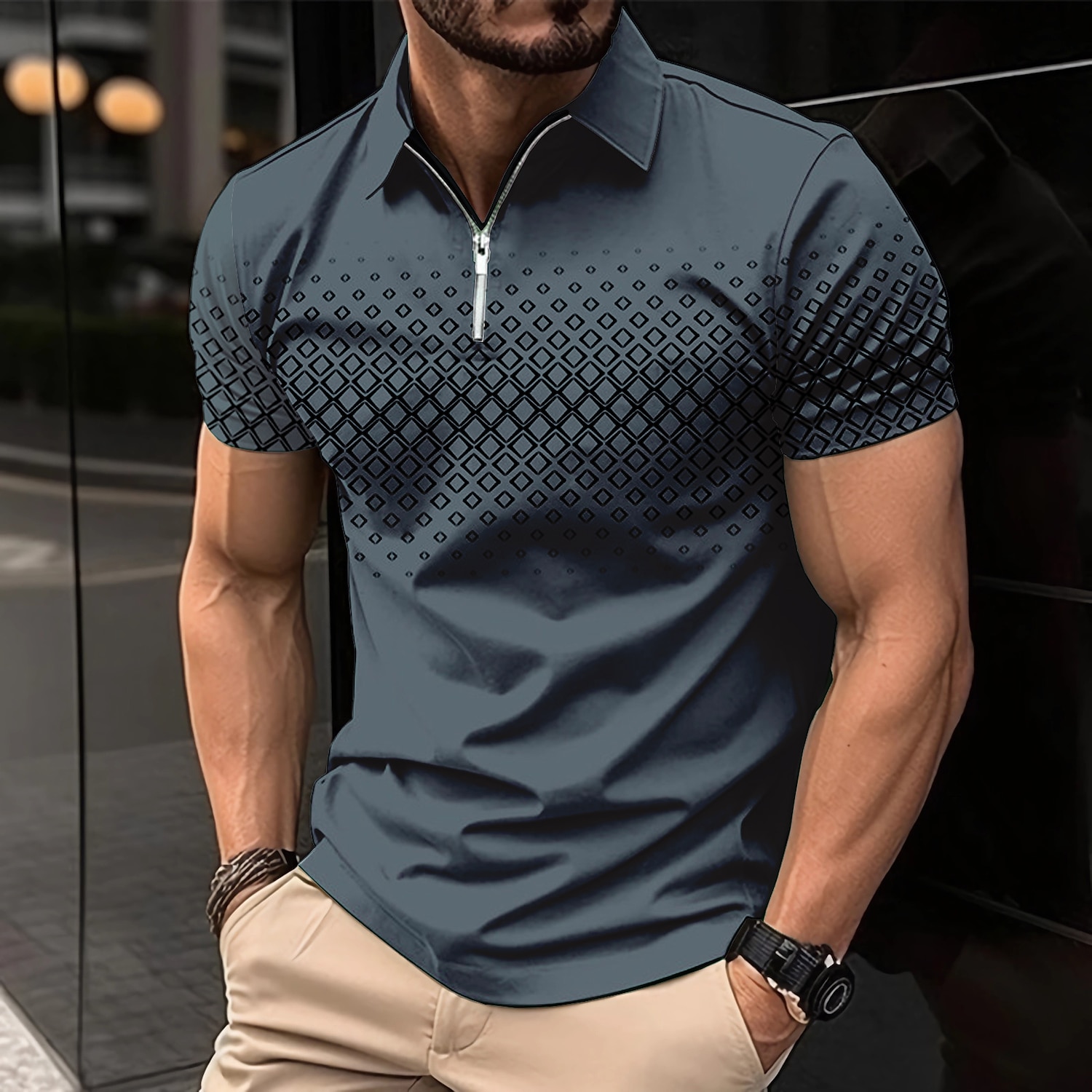 polos T-shirt à manches courtes pour hommes, impression 3D, col uni, polo rayé, t-shirts à la mode, pull d'été, 2024