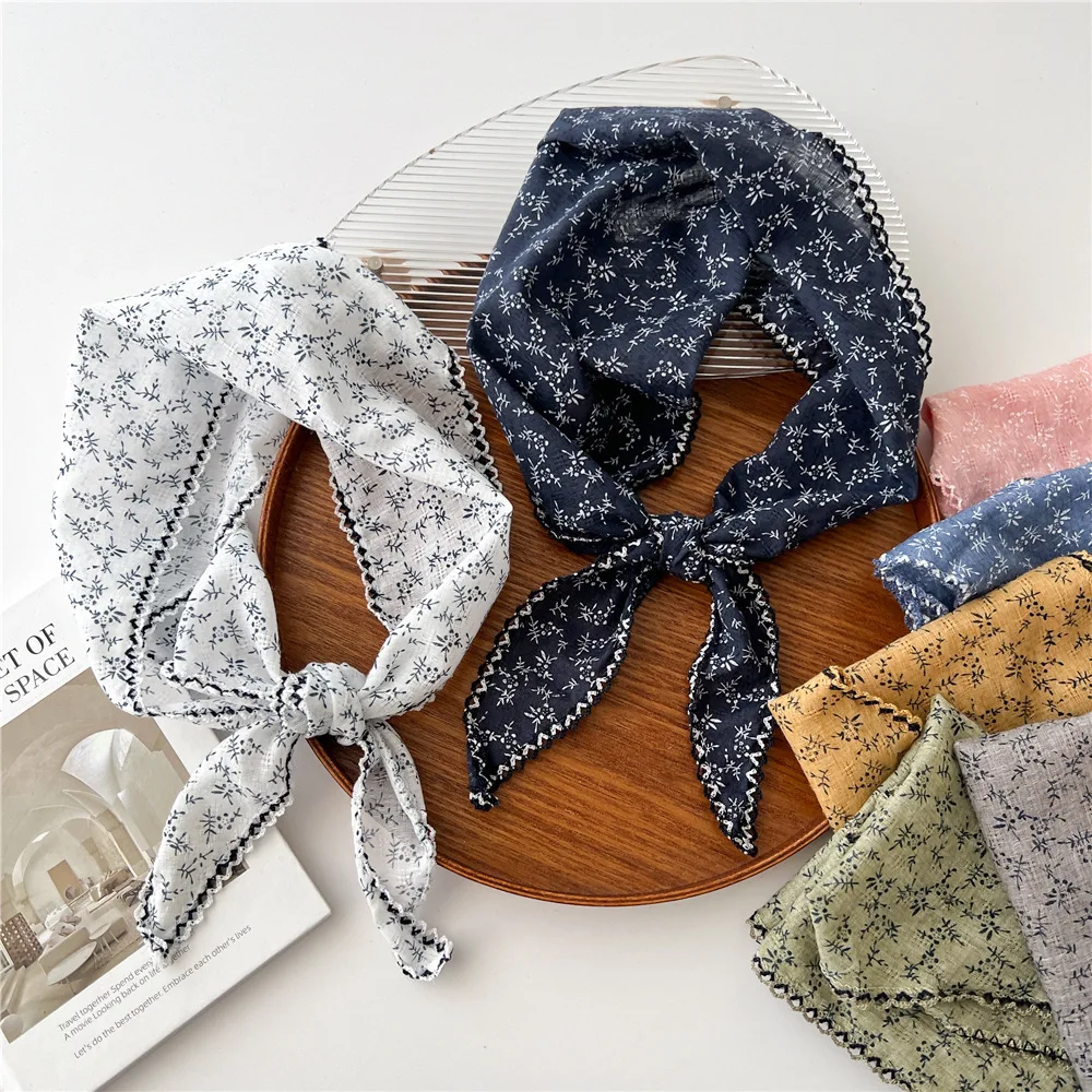 Foulards floraux simples Triangle foulard été extérieur tête cou soleil écharpe de protection pour femme