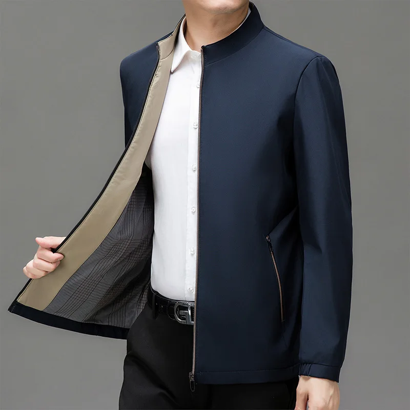 BROWON marque hommes veste quotidienne décontracté couleur unie col montant travail affaires résistant à l'usure automne veste pour les déplacements masculins