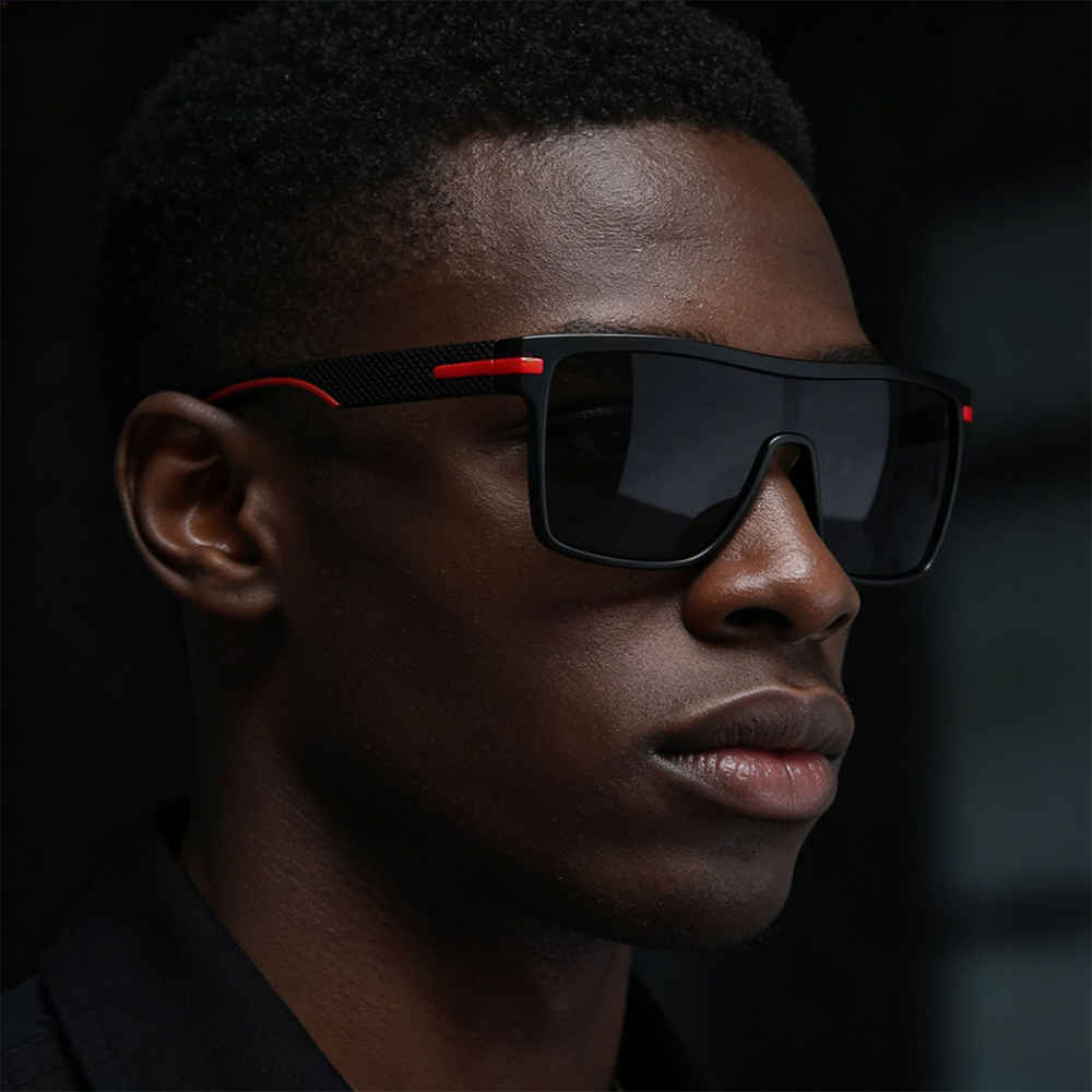 Lunettes de soleil carrées surdimensionnées pour hommes et femmes, verres monolithiques anti-éblouissement UV400, idéales pour la conduite, les activités de plein air, les vacances et la mode