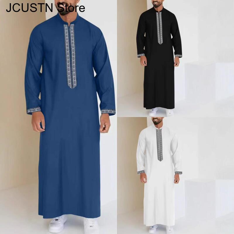 Robe longue musulmane pour homme, col zippé, style arabe simple, veste, manteau, tenue musulmane transfrontalière pour homme, vêtements saoudiens