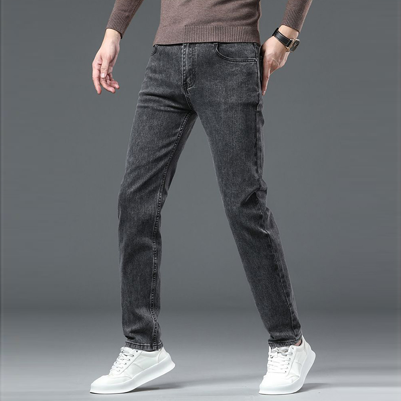 2025 nouveaux hommes mode Slim Fit jean mâle élasticité intelligent décontracté mi classiques droit Denim pantalon de mariage noir pantalon