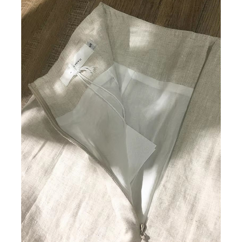 Jupes longues 100% lin pour femmes, jupes décontractées à taille haute, fermeture éclair au dos, jupe trapèze avec doublure, Faldas Largas Mujer