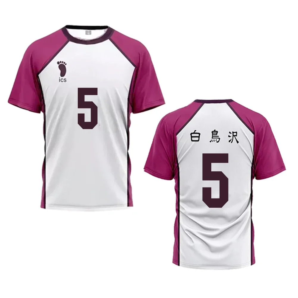 Haikyuu maillot japonais Anime Cosplay hauts Shiratorizawa académie volley-ball uniforme sport ample t-shirt