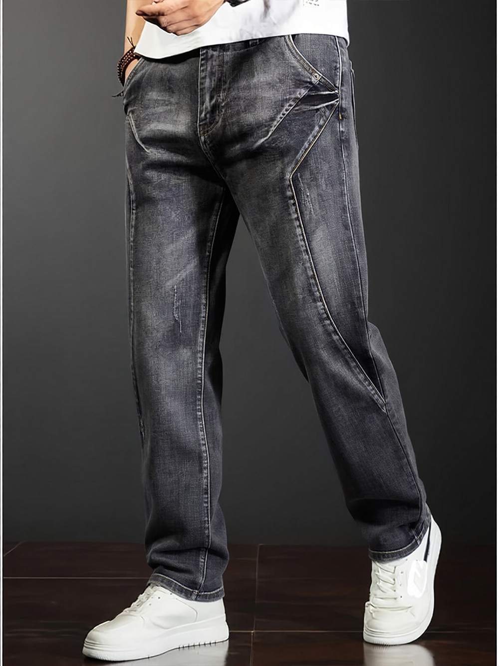 Jean extensible à jambes droites pour hommes, pantalons décontractés avec Design de personnalité, coupe confortable, Style moderne, nouvelle collection