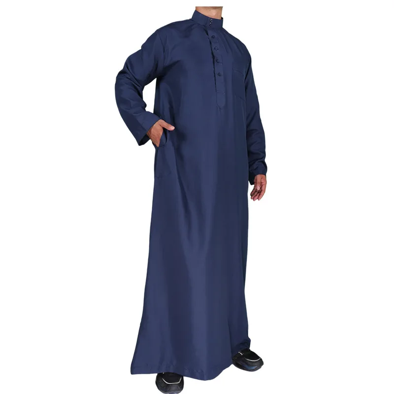 Solide mode musulmane hommes Robe caftan Abaya Pakistan Jubba hommes Bonnet Homme Musulman arabe islamique vêtements Qamis Homme Musulman