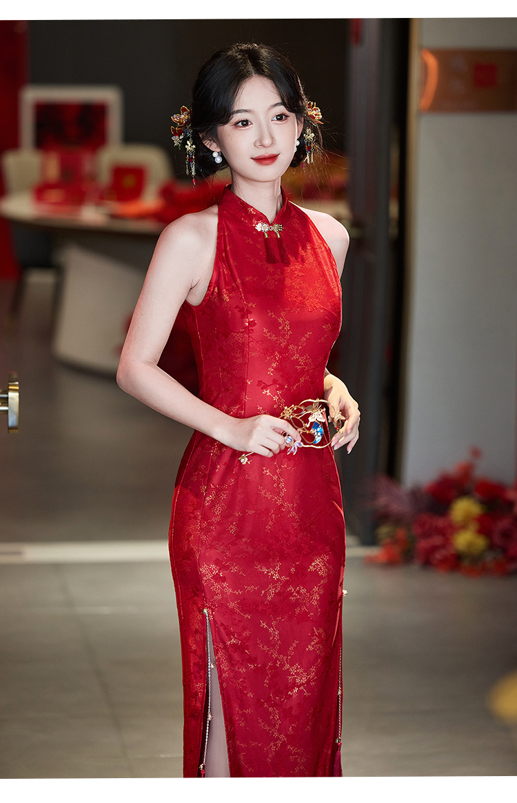 Vêtements traditionnels chinois Cheongsam rouge, robe Qipao sans manches améliorée pour jeunes, été