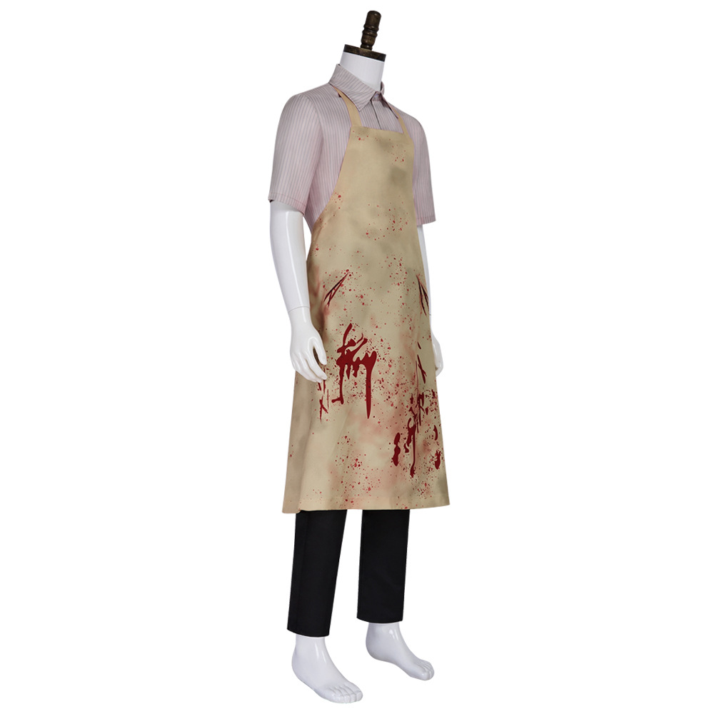 Costume de Cosplay Leatherface, tablier taché de sang, chemise et pantalon, fête fantaisie d'horreur pour Halloween et carnaval pour adultes