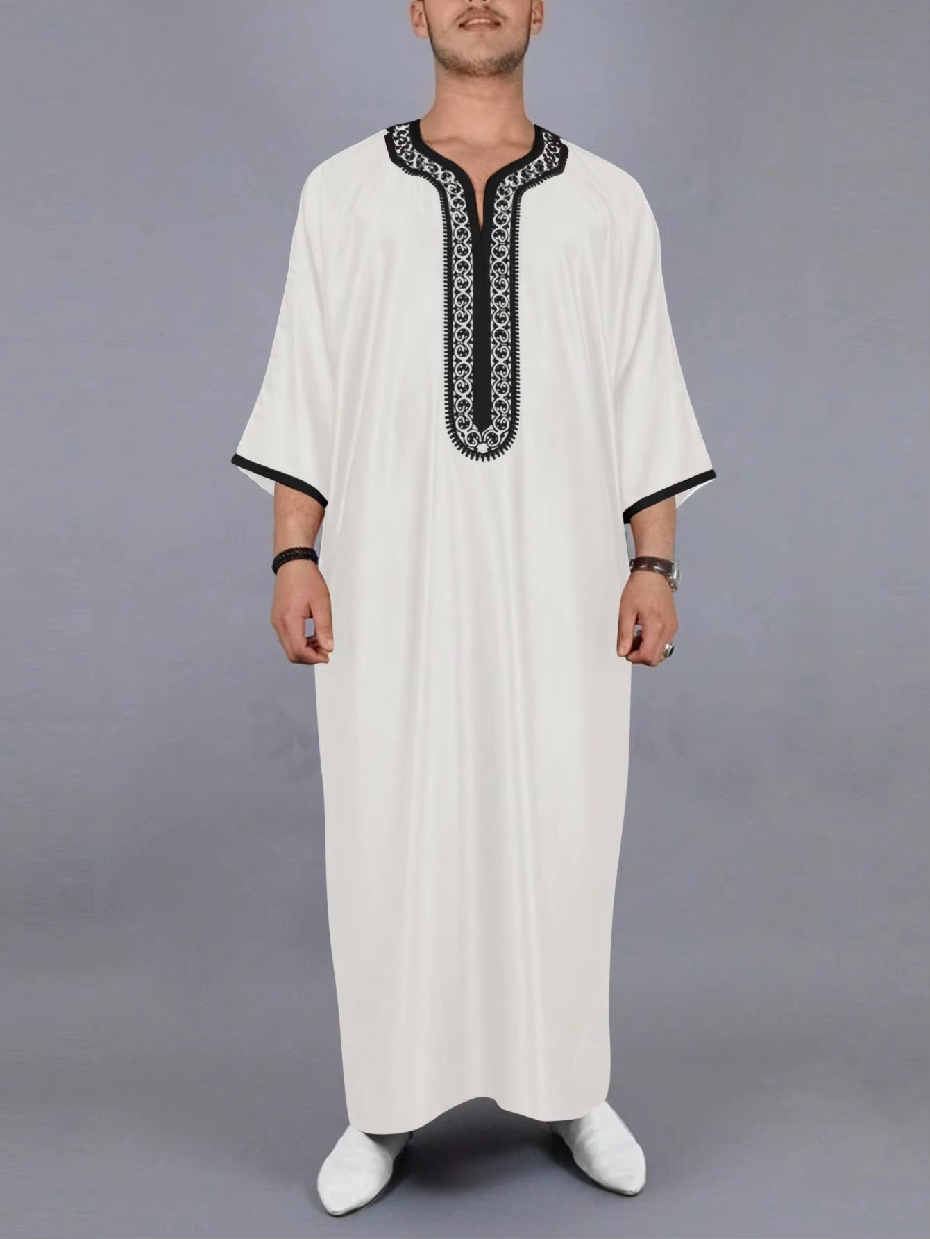 Robe pour homme de style ethnique marocain, tenue formelle musulmane pour l'Aïd al-Fitr, robe pour homme luxueuse brodée, robe au design exquis