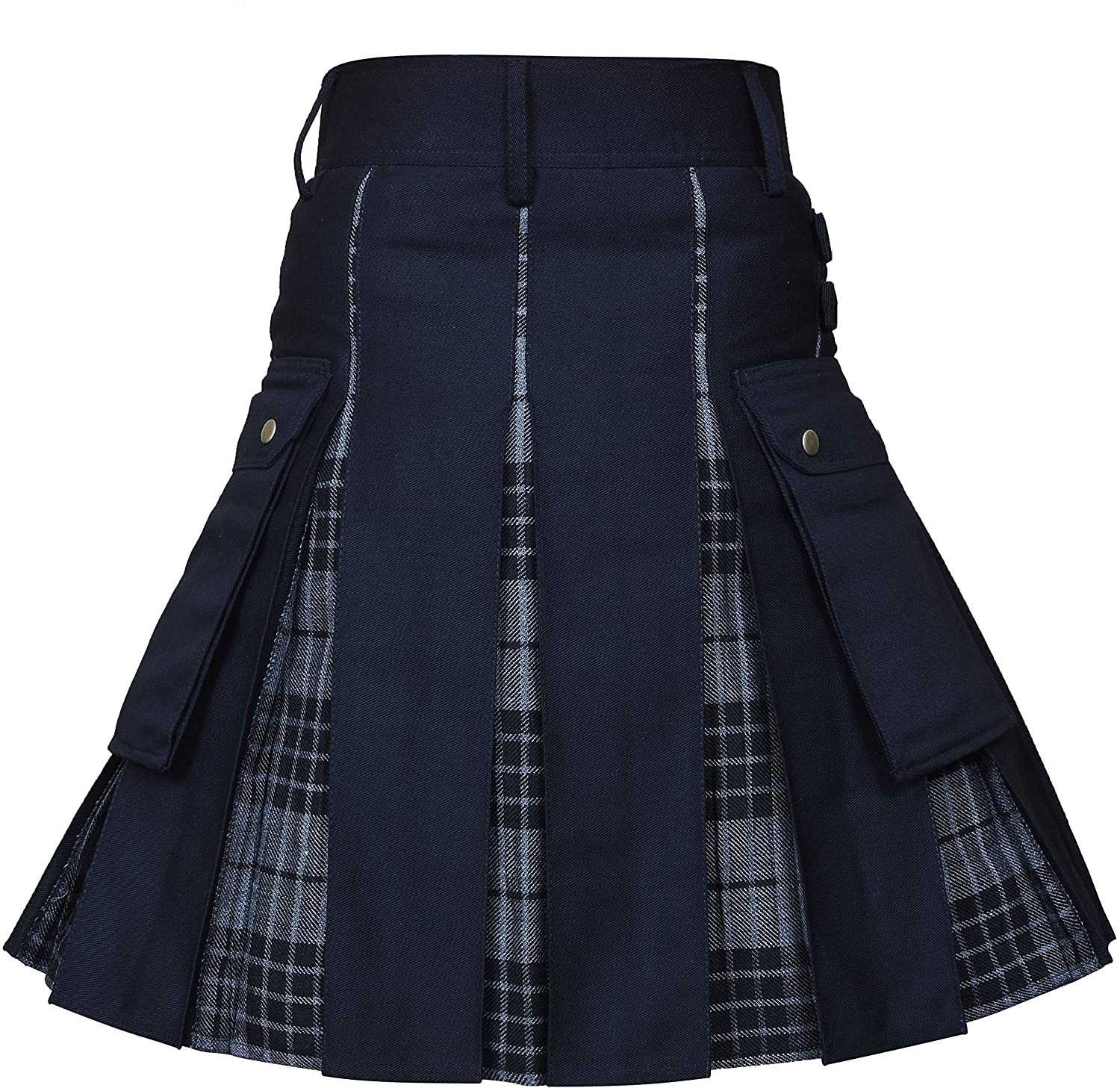 Kilts pour hommes, kilt utilitaire, kilt hybride en jean 100% coton, kilt traditionnel pour hommes en tartan plissé moderne