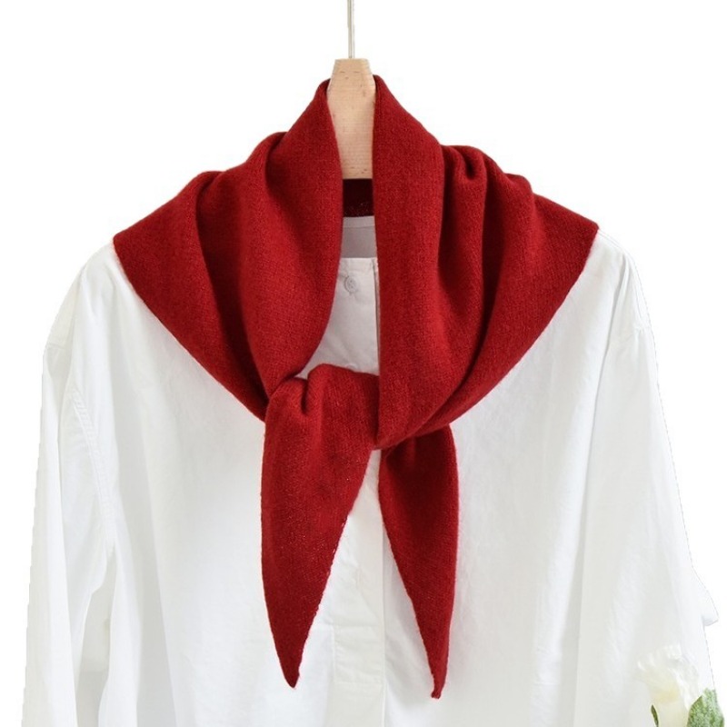 Écharpe triangulaire coréenne britannique en laine 100% pour femme, foulard tricoté multifonctionnel et chaud