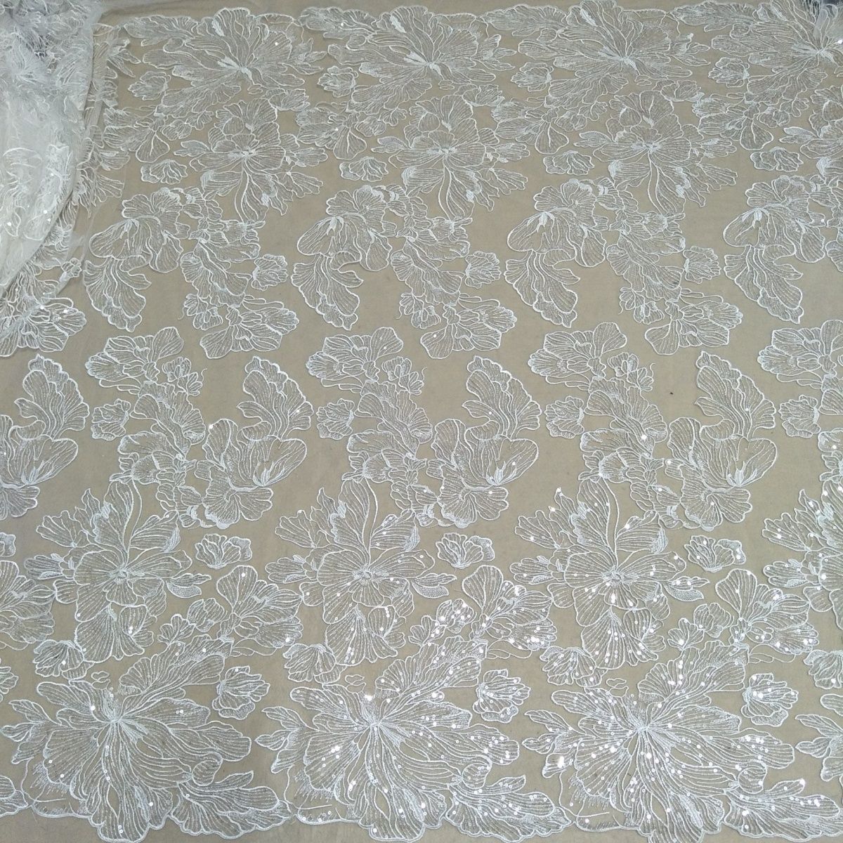 Rideau en maille et Tulle à paillettes, broderie de fleurs, tissu de bricolage, voile de mariée, robe en dentelle