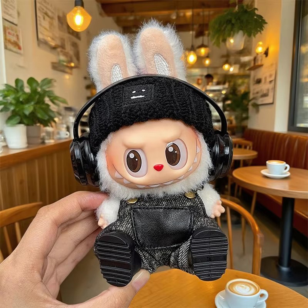 Nouveaux vêtements pour poupée Labubu, ensemble de 5 pièces tendance de rue, accessoires de vêtements, vêtements de poupée avec collier et écouteurs
