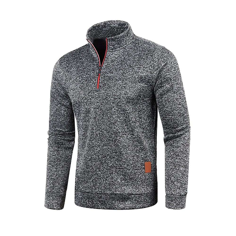 Pull à col roulé avec fermeture éclair pour homme, sweat-shirt d'extérieur, pull à demi-fermeture éclair, vêtements solides, PVD, printemps, automne
