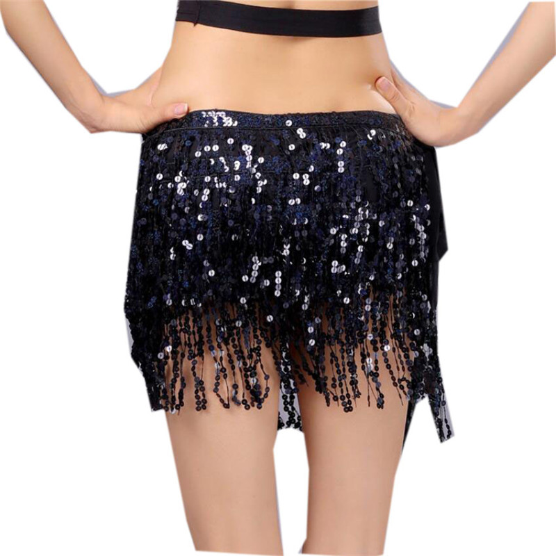 Jupe à paillettes pour femmes, danse du ventre, hanche, Mini écharpe à pampilles, ceinture enroulée Rave, Costume de fête pour spectacle sur scène, tenue de Cowgirl