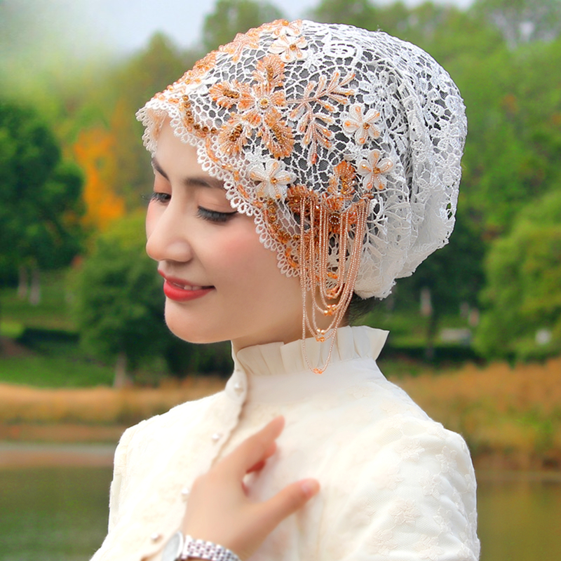 Hijabs pour femmes musulmanes perles noires Eid Ramadam prière couverture de cheveux casquettes soirée luxe Kufi chapeaux Turban Islam foulards