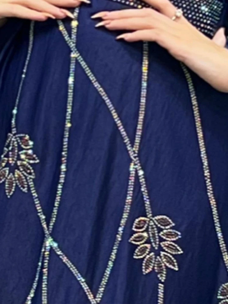 Robe de soirée musulmane à lacets pour femmes, Abaya, Hijab, Ensemble de caftan marocain, Diamant, Turquie, Éducatif
