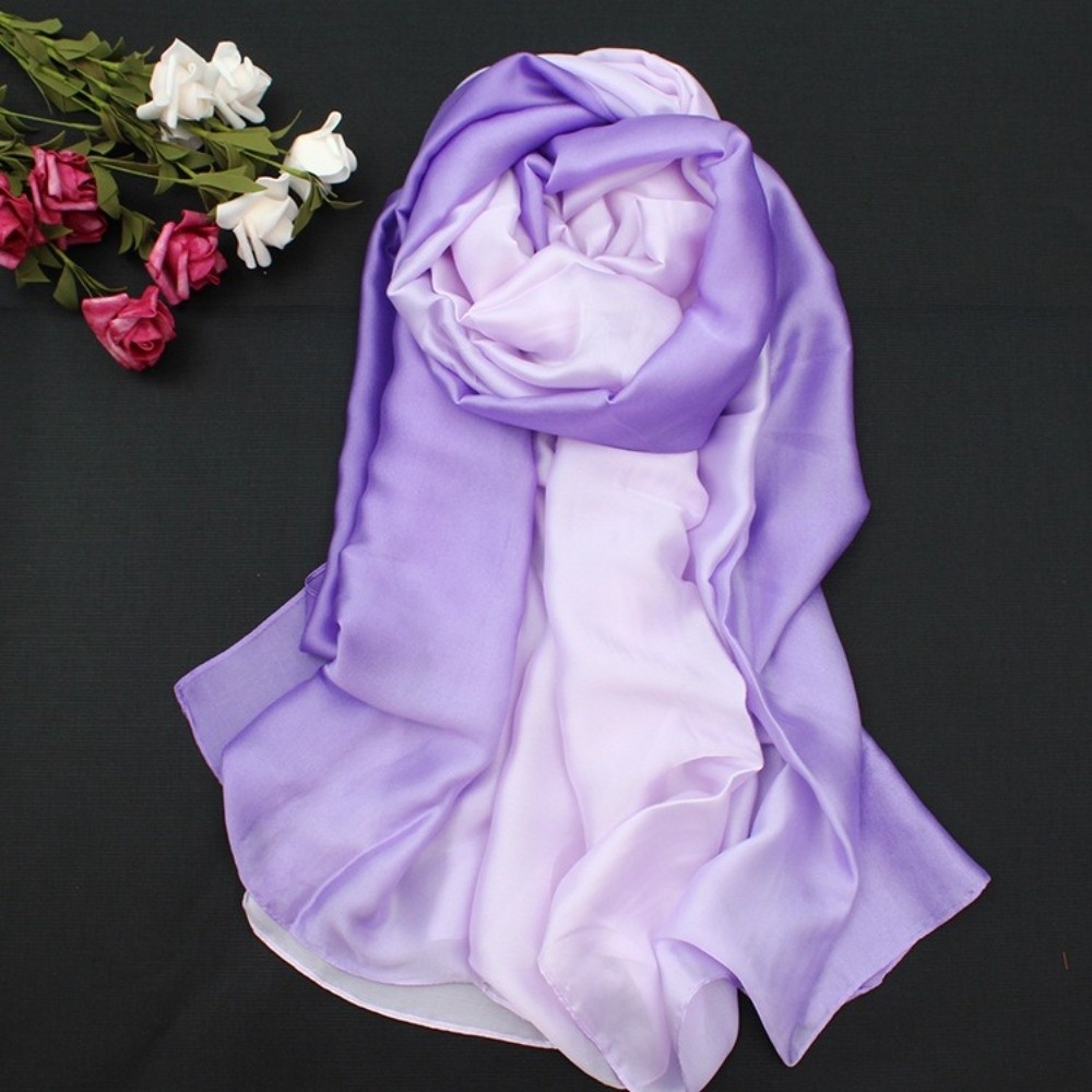 Écharpe en mousseline de soie à dégradé de couleurs rétro, châles et étoles douces de protection solaire, imitation soie, hijab féminin