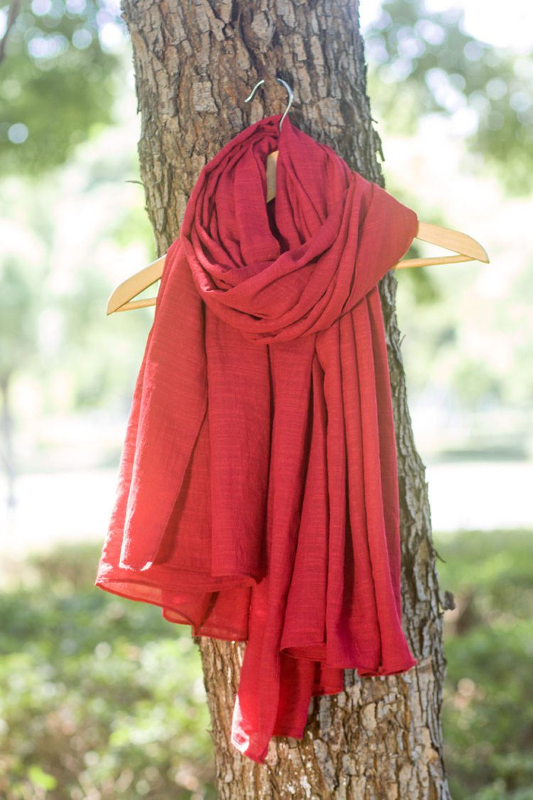 Écharpe Hijab en Mélange de Coton pour Femme, Couleur Unie, 75x190, Automne et Hiver