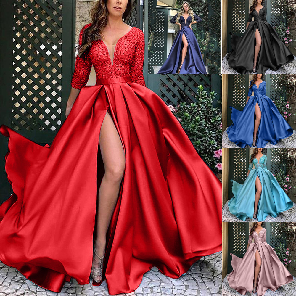 Robes pour femmes Printemps-Été 2026, dentelle, paillettes, grande jupe ample, robe de soirée sexy à longue traîne, vêtements pour femmes, vestidos