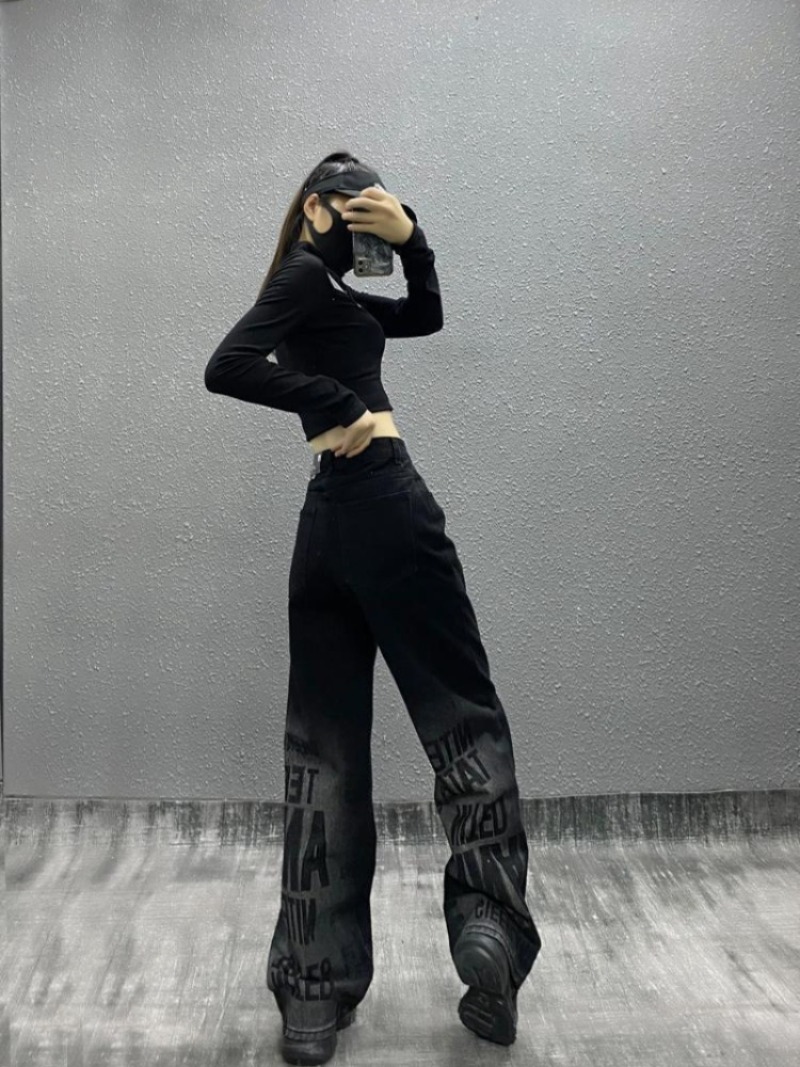 Jean Denim pantalon de luxe pour femmes 2025 pantalon d'été femme droit ample Patchwork tendance longue cravate colorant Vintage élasticité