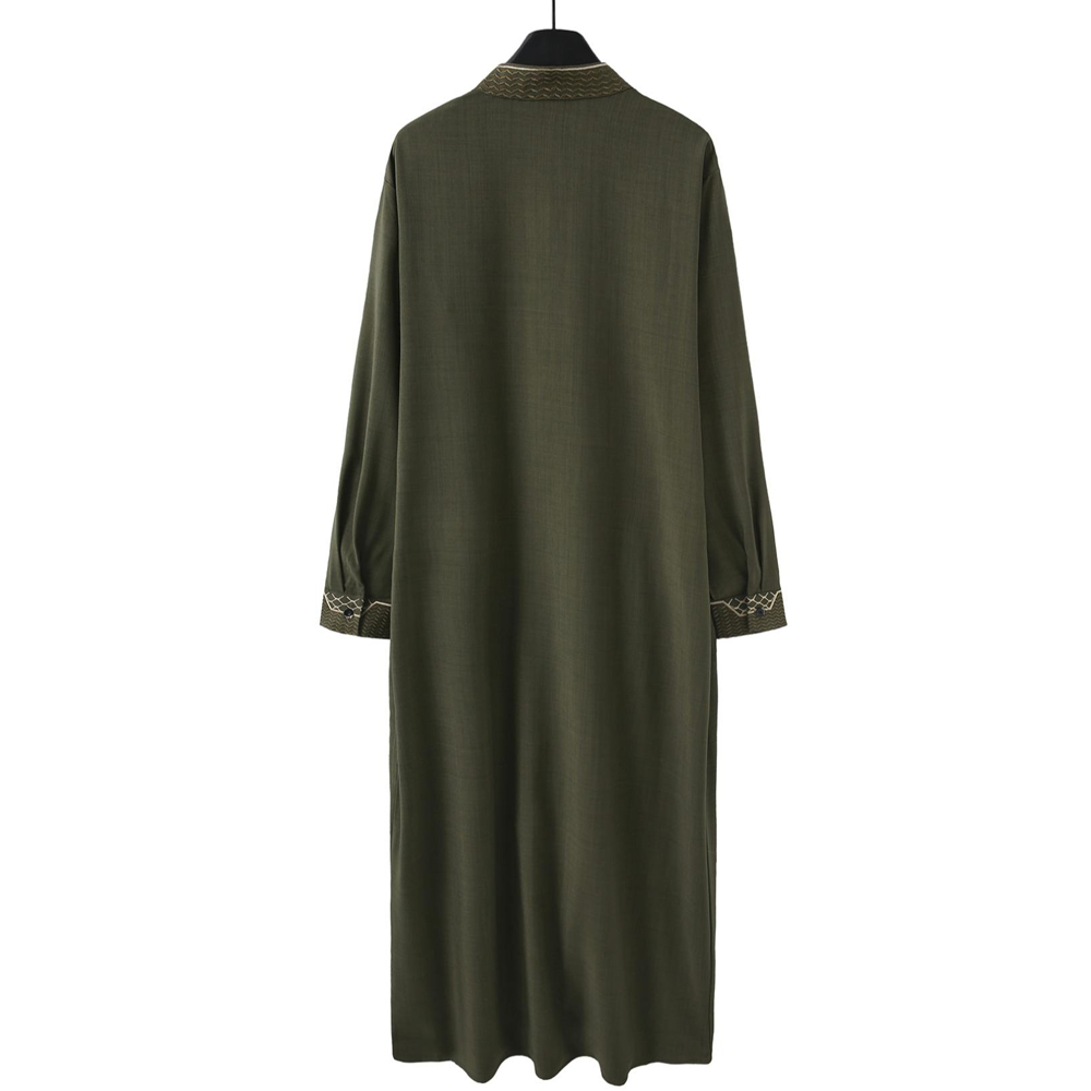 Nouvelle robe islamique musulmane pour hommes, thobe à manches longues, broderie classique, robe de style ethnique arabe, robe décontractée formelle pour hommes, robe de prière