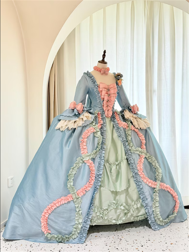 Robe à la Française du XVIIIe siècle, style Rococo, robe Marie-Antoinette, duchesse géorgienne, robe de bal de la Cour royale française pour reconstitution historique