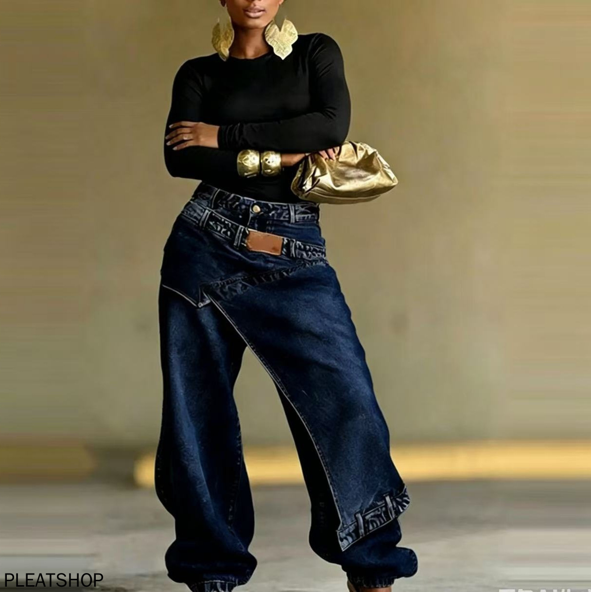 Nouveau style de jeans délavés à jambes larges pour femmes