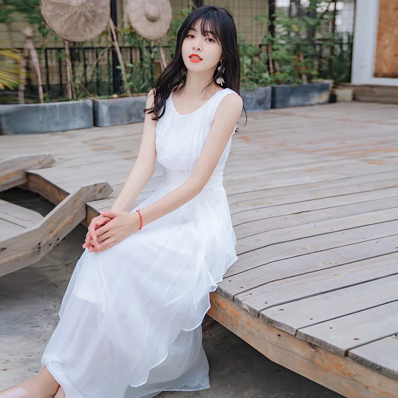InjSummer-Robe longue décontractée pour femmes, robes élégantes, mode coréenne, haute qualité, nouveau, LqGene, 100%, 2024