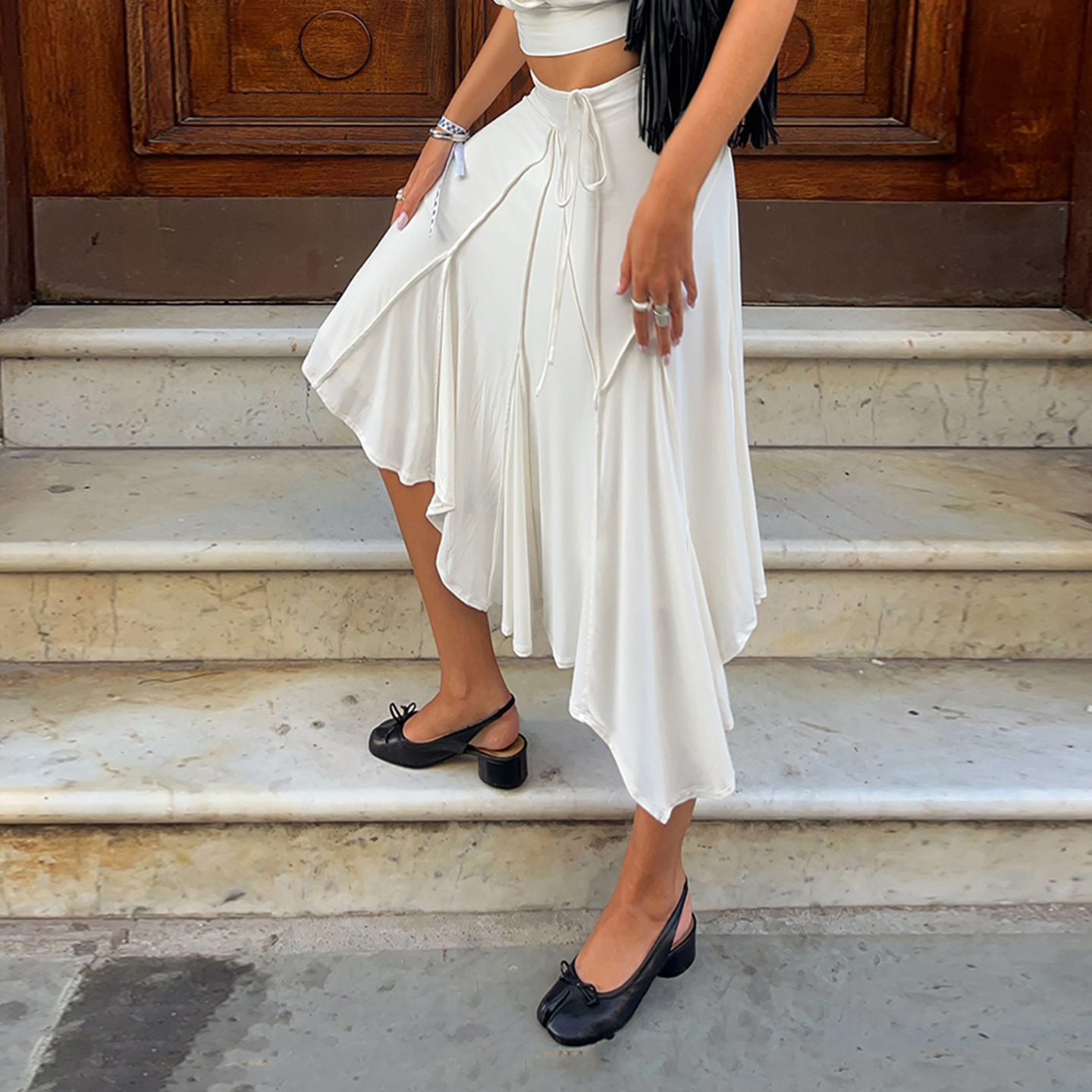 Jupes décontractées asymétriques à lacets pour femmes, jupes sexy taille basse unies, nouvelle collection été 2026, mode plage streetwear pour femmes