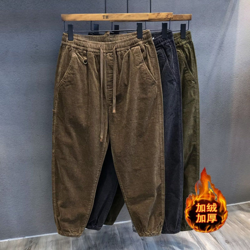 Pantalon Sarouel en Velours Côtelé pour Homme, Streetwear Décontracté, Baggy, Pantalon de Survêtement, Vêtements Rétro, Aadt, Smile Optics, Chaud, Y2K, Automne, Hiver