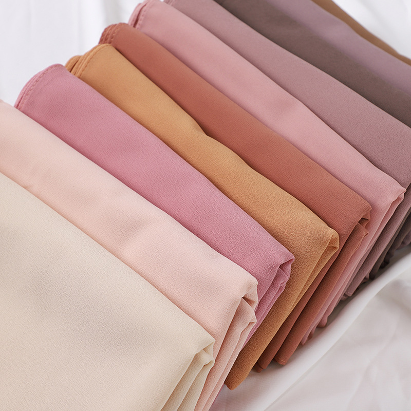 Foulard Hijabs en Mousseline de Soie pour Femme Musulmane, Écharpe de Haute Qualité, Solide, pour Document, Couvre-chef, Voile