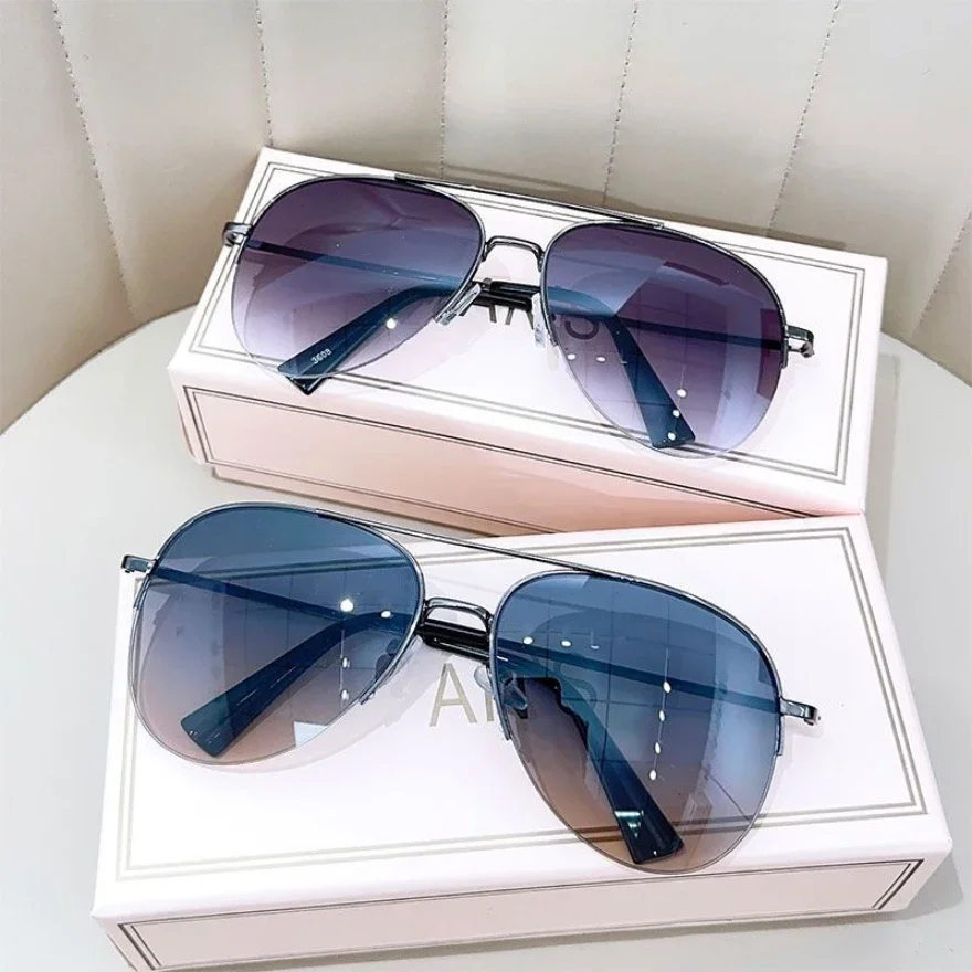 Lunettes de soleil dégradées pour hommes, nouvelle mode, pilote à grande monture, Design Anti-reflet, Lunette UV400