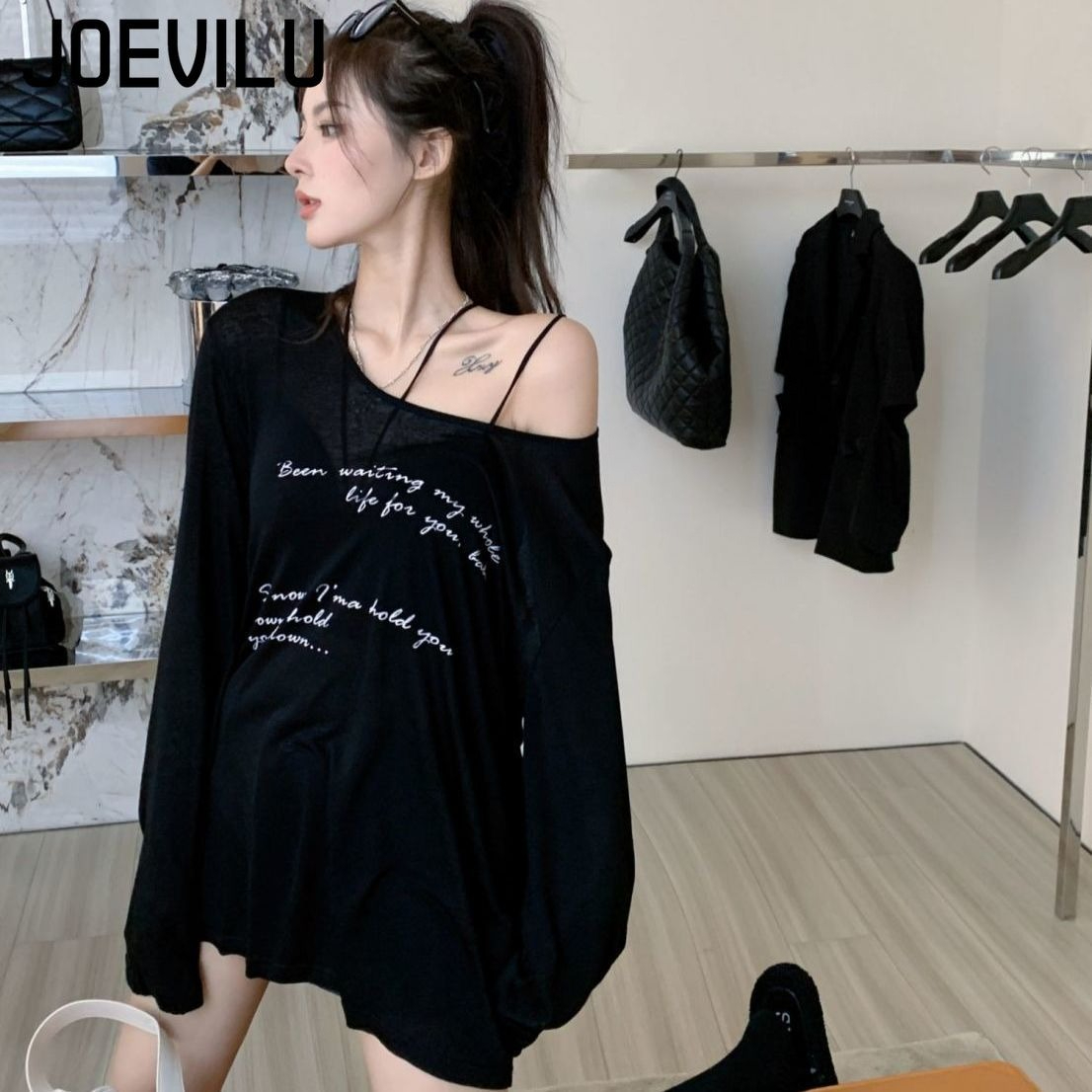 Tunique Kimono en maille ample pour femmes, élégante, manches longues, transparente, surdimensionnée, style Boho, chemise de soleil pour filles, chemisiers décontractés, Y2k, été