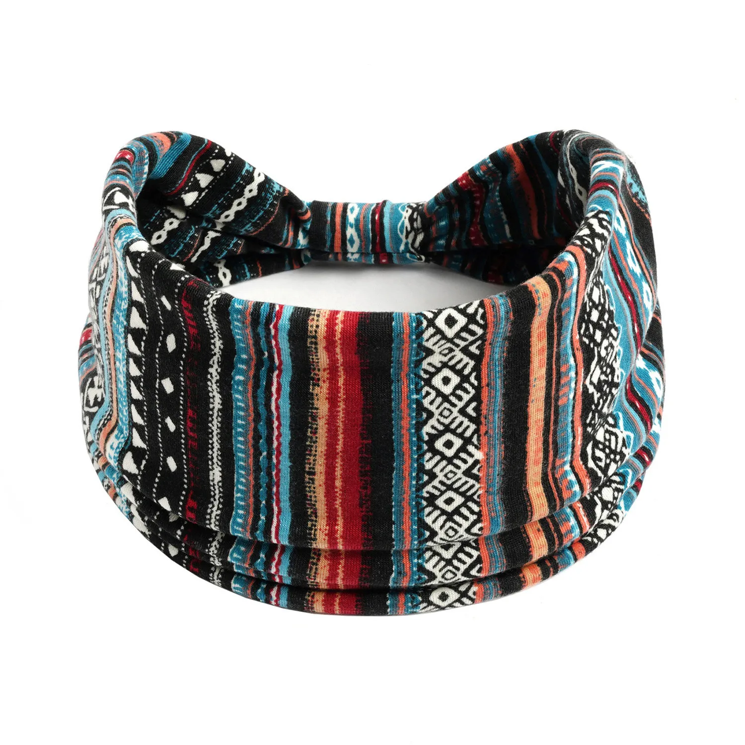 Grands bandeaux pour femmes à pois noués bandeau Turban Yoga entraînement bandeaux Boho Stretch coton Bandana cheveux accessoires