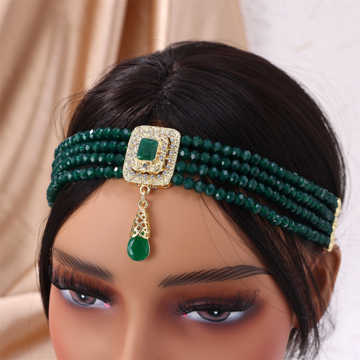 Collier de perles de mariée marocaine, chaîne de cou réglable, chaîne de tête de perles fines vintage du moyen-orient