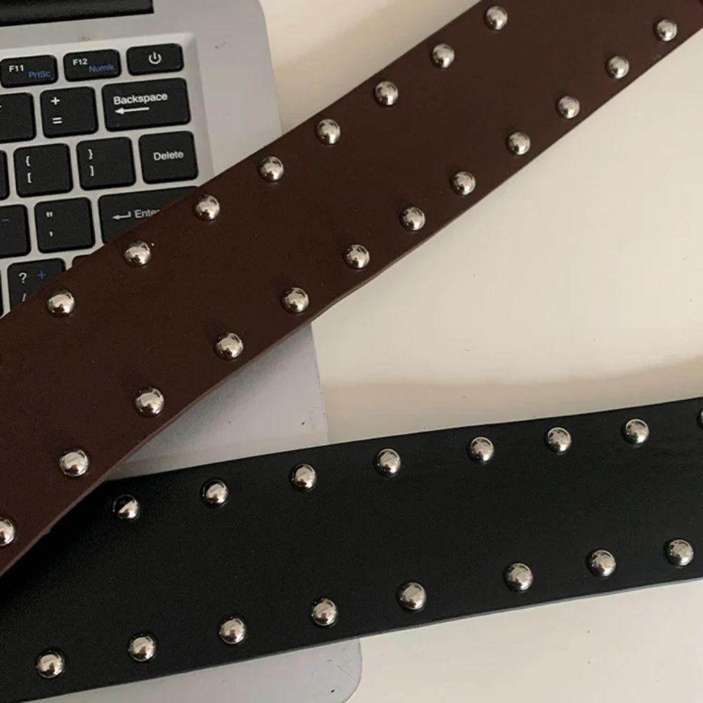 Ceinture large de styliste robuste pour femmes, Style gothique Punk, ceinture à rivets, robe américaine Y2k, ceinture en jean, Streetwear