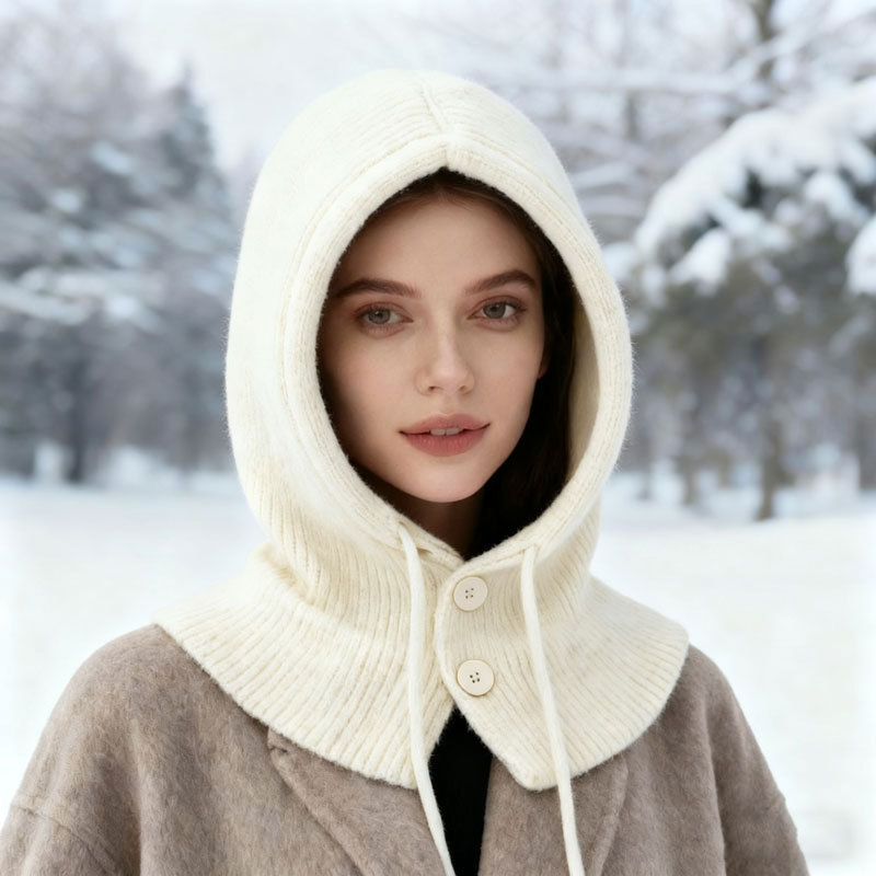 Hiver chaud à capuche écharpe chapeau tricot cagoule pour femmes hommes hiver cou guêtres bonnet crâne casquette cordon cou plus chaud mode
