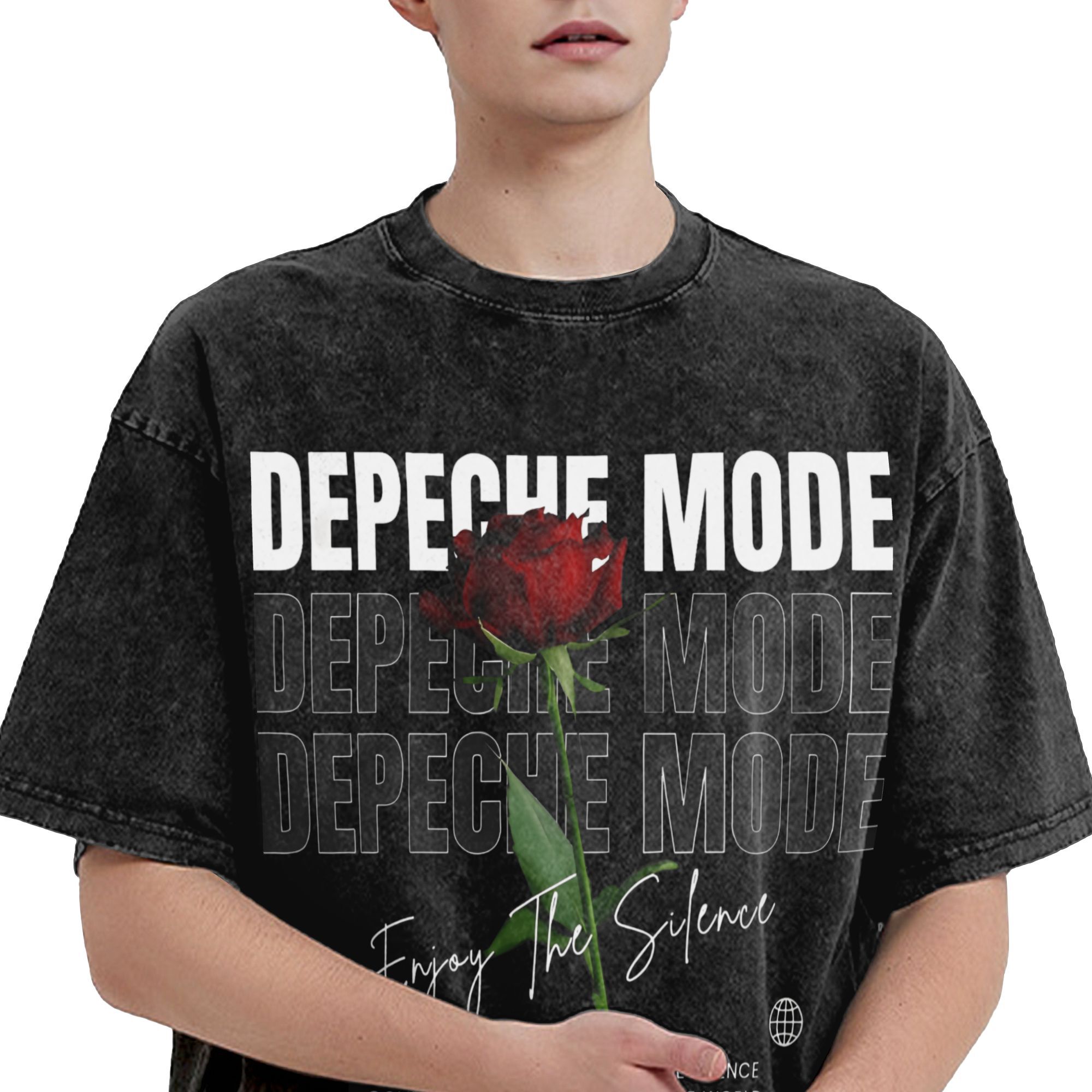 Depeche Modes hommes T-Shirts lavé Rose fou t-shirt à manches courtes col rond T-Shirts 100% coton idée cadeau vêtements