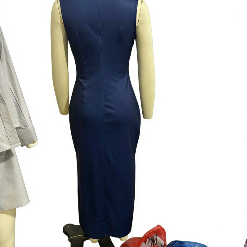 Robe imprimée Sexy à col en v pour femmes, sans manches, Maxi, printemps été, vacances, 2025