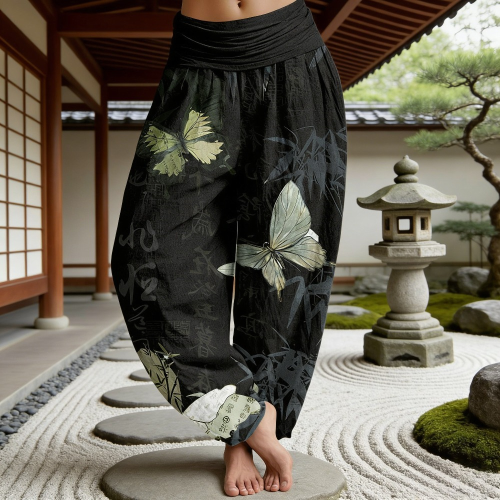 Pantalon Harem pour femme à imprimé Poisson Koi et Galaxie, style Bohème, avec motif Papillon Galaxie, taille élastique, décontracté, pour le yoga et la détente, doux et à coupe ample