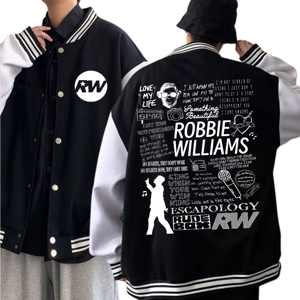 Robbie Williams 2025 Tour veste d'uniforme de Baseball femmes vestes de Baseball pour les Fans manteau cadeau pour hommes
