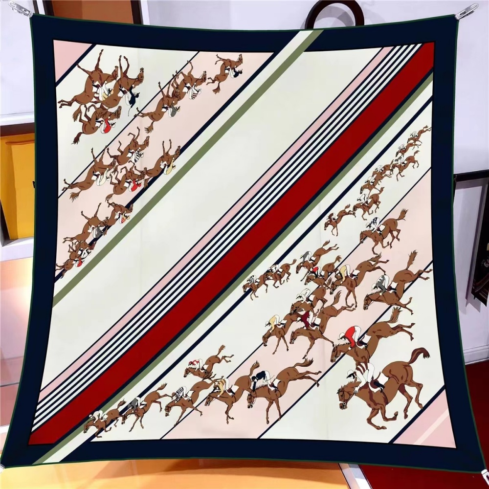 Injplanchers f-Foulards carrés College de course de chevaux pour femmes, écharpes de tête, enveloppes de plage, châle bandana, hijabs pour dames, 90cm