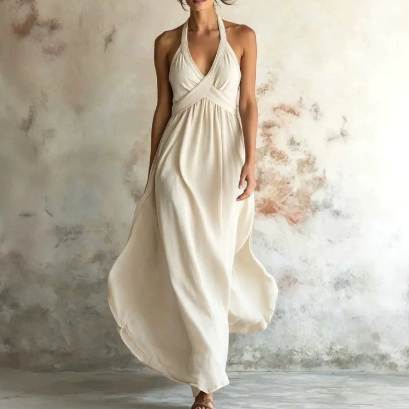 Nouvelle Robe d'été 2026 pour Femme – Sans Manches, Bretelles, Col en V, Décontractée, Ample, Tendance, Confortable, Polyvalente, Simple, Quotidienne, pour le Travail (Vestidos)