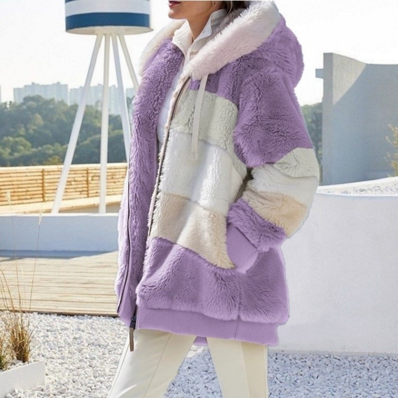 Veste surdimensionnée pour femmes, nouvelle collection automne-hiver 2021, chaud, peluche, poche, capuche, Streetwear, ample, manteau d'extérieur pour femme, Roupas Feminina