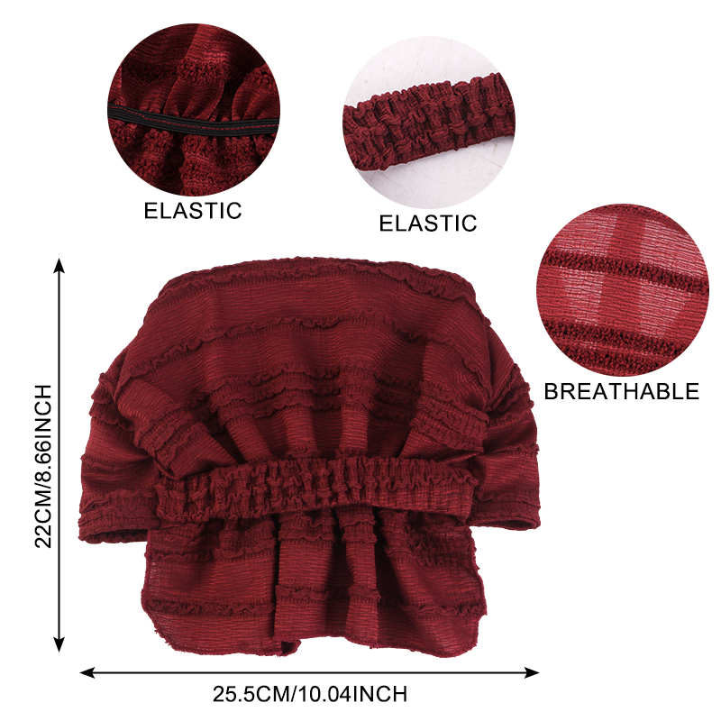 Nouveaux chapeaux hijab musulmans unis à effet froissé, bonnets à volants souples et élastiques, foulard, turban, bonnet, bonnet de chimio, couvre-chef, turbante