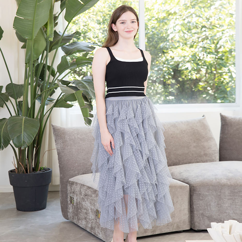 Jupe Tutu Grande Taille en Tulle à Volants Super Tendance Instagram pour Femme, Jupe Longue Féerique en Gaze Coupe A-Line