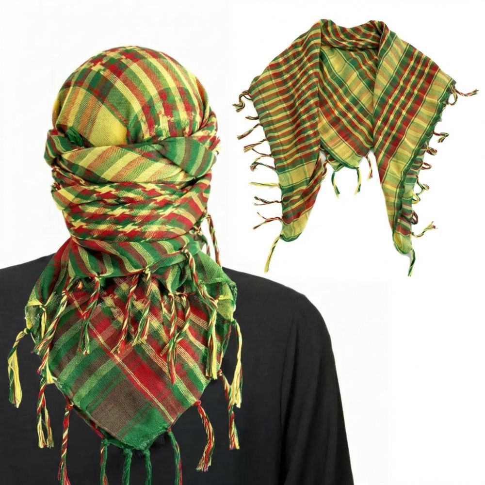 Foulard musulman du Moyen-Orient coupe-vent et anti-sable, rouge, jaune, vert, foulard carré arabe, cache-cou épaissi, pour sports de plein air