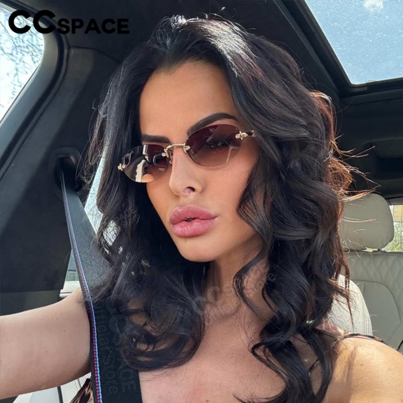 2025 nouvelles lunettes de soleil ovales sans cadre lettre M marques de Luxe lunettes de soleil originales Street Shot femmes Lunette Luxe Soleil